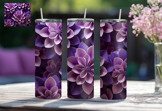 3D Floral 20 oz Tumblers - Purple